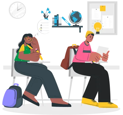 Illustration of a student reviewing results